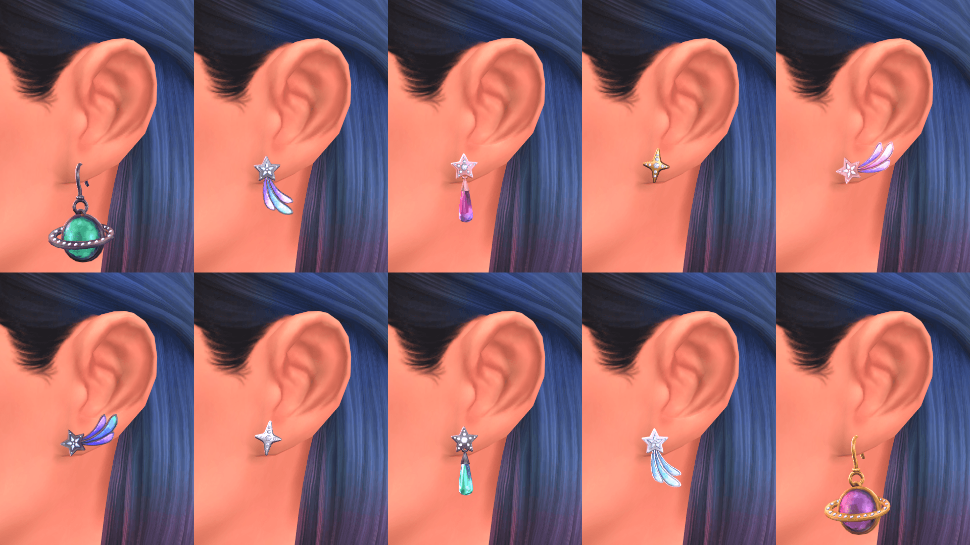 Muestras de color de los Pendientes Cósmicos